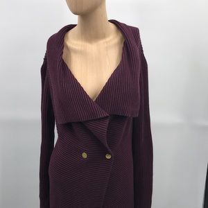 Cabi Cardigan Long Duster Sweater Cotton Angora Exaggerated Collar Contour M